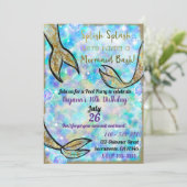 スプラッシュスプラッシュ人魚バッシュプールパーティー誕生日 招待状 (スタンド正面)