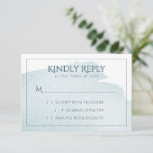 スプラッシュティール（緑がかった色） |洗練された水彩画 出欠カード (スタンド正面)