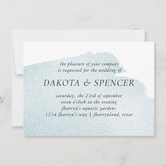 スプラッシュティール(緑がかった色) |濃いムーディータカラー結婚ズ 招待状 (正面)