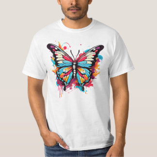 スプラッシュデザインの蝶々 Tシャツ