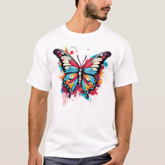 スプラッシュデザインの蝶々 Tシャツ