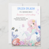スプラッシュバッシュ メルメイドパーティー 誕生日会 招待状 (正面)