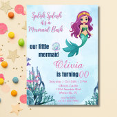 スプラッシュバッシュMermaid任意の年齢誕生日 招待状