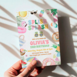スプラッシュバースデー招待状 プールパーティー招待状 招待状