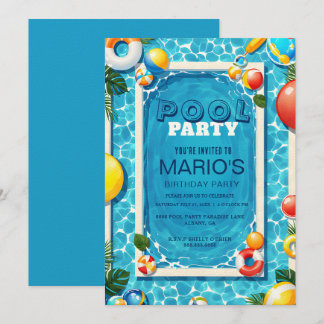 スプラッシュパッドパーティーの招待状 - オーダーメイドの水泳招待状 招待状