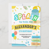 スプラッシュパッドパーティーウォーターパーク誕生日 招待状 (正面)