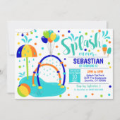 スプラッシュパッド招待状ウォーターパーク誕生日ボーイ 招待状 (正面)