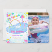 スプラッシュパッド誕生日写真招待状 招待状 (正面)