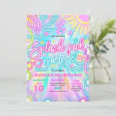 スプラッシュパッド・ウォーターパークの誕生日パーティー タイダイ・グロウ 招待状 (スタンド正面)