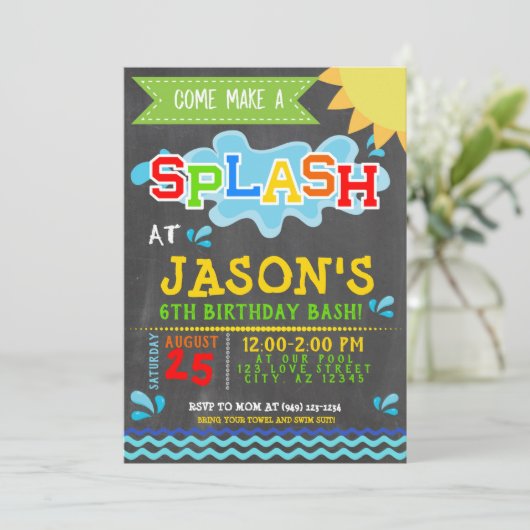スプラッシュパークパーティーサマーボーイ誕生日 招待状 (スタンド正面)