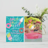 スプラッシュパーティーlプール誕生日lデザート 招待状 (スタンド正面)