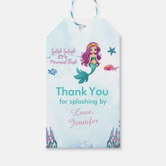 スプラッシュパープルマーメイドバッシュありがとう ギフトタグ (正面)