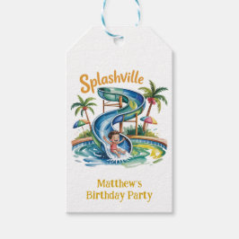 スプラッシュビルウォータースライドボーイバースデーパーティ感謝していー ギフトタグ