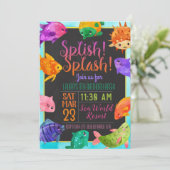 スプラッシュフィッシュ誕生日バッシュ招待状 招待状 (スタンド正面)