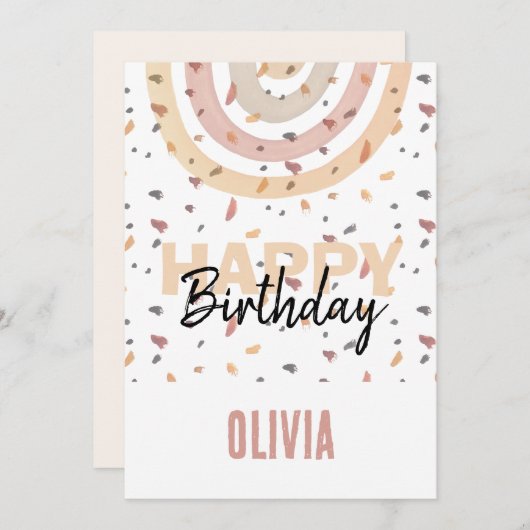 スプラッシュフレーク水彩のかわいい虹 カード (正面/裏面)