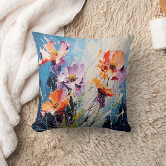 スプラッシュフローラアート クッション (ブランケット)