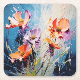 スプラッシュフローラアート スクエアペーパーコースター