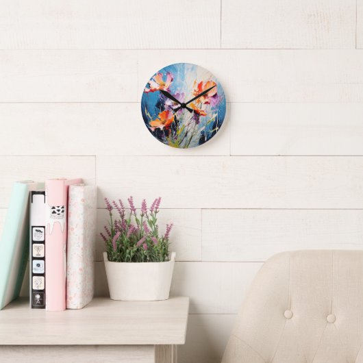 スプラッシュフローラアート ラウンド壁時計 (読書スペース)
