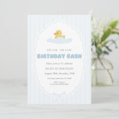スプラッシュブルーのラバーダックの1歳の誕生日 招待状 (スタンド正面)