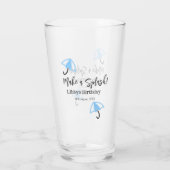 スプラッシュブルーの傘の夏のプールの誕生日p タンブラーグラス (裏面)