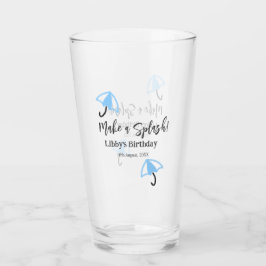 スプラッシュブルーの傘の夏のプールの誕生日p タンブラーグラス
