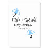 スプラッシュブルーの傘の夏のプールの誕生日p テーブルナンバー (裏面)