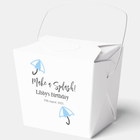 スプラッシュブルーの傘の夏のプールの誕生日p フェイバーボックス (正面)