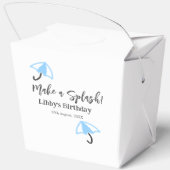 スプラッシュブルーの傘の夏のプールの誕生日p フェイバーボックス (裏面)