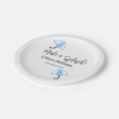 スプラッシュブルーの傘の夏のプールの誕生日p ペーパープレート (アングル)