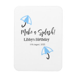 スプラッシュブルーの傘の夏のプールの誕生日p マグネット