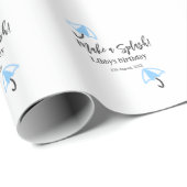 スプラッシュブルーの傘の夏のプールの誕生日p ラッピングペーパー (ロールコーナー)