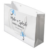 スプラッシュブルーの傘の夏のプールの誕生日p ラージペーパーバッグ (正面アングル)