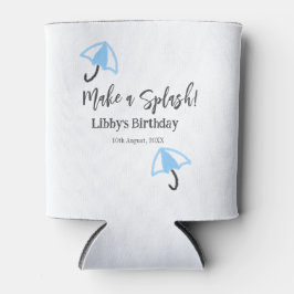 スプラッシュブルーの傘の夏のプールの誕生日p 缶クーラー