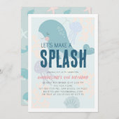 スプラッシュブルークジラ誕生日を作ろう 招待状 (正面/裏面)