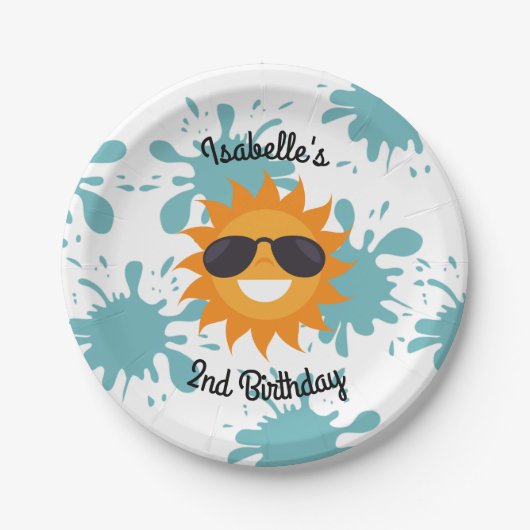 スプラッシュプールのパーティーパーソナライズされたプレート ペーパープレート (正面)