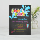 スプラッシュプールの作成パーティー誕生日 招待状 (スタンド正面)