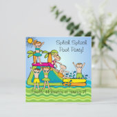 スプラッシュプールカスタムパーティー誕生日 招待状 (スタンド正面)