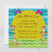 スプラッシュプールカスタムパーティー誕生日 招待状 (裏面)