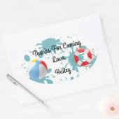 スプラッシュプールパーティーありがとうステッカー 楕円形シール (封筒)