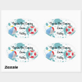 スプラッシュプールパーティーありがとうステッカー 楕円形シール (シート)