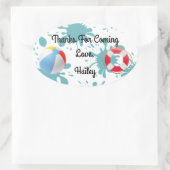 スプラッシュプールパーティーありがとうステッカー 楕円形シール (バッグ)