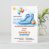 スプラッシュプールパーティーウォータースライド誕生日 招待状 (スタンド正面)