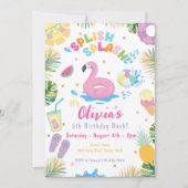 スプラッシュプールパーティーサマーウォーター誕生日 招待状 (正面)