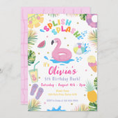 スプラッシュプールパーティーサマーウォーター誕生日 招待状 (正面/裏面)