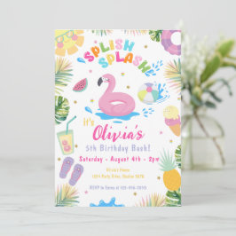 スプラッシュプールパーティーサマーウォーター誕生日 招待状