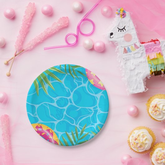 スプラッシュプールパーティーサマースイミングウォーター誕生日 ペーパープレート (パーティー)
