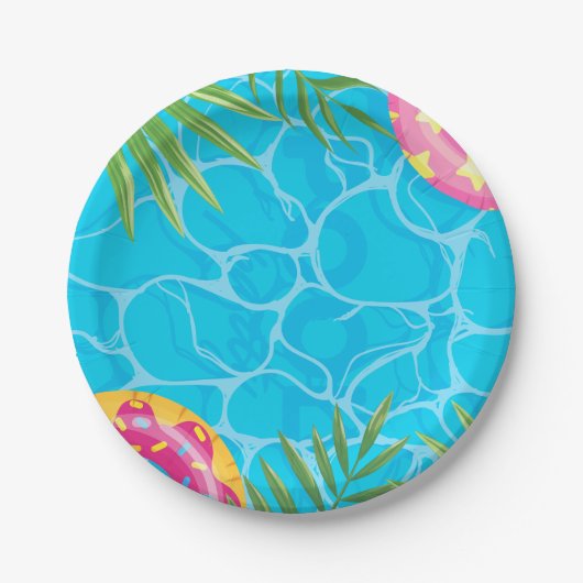 スプラッシュプールパーティーサマースイミングウォーター誕生日 ペーパープレート (正面)