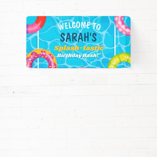 スプラッシュプールパーティーサマースイミングウォーター誕生日 横断幕 (インサイチュ)