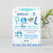 スプラッシュプールパーティーボーイ水泳誕生日 招待状 (スタンド正面)