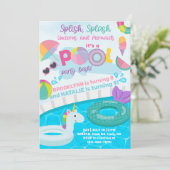 スプラッシュプールパーティー誕生日バッシュ、兄弟姉妹。 招待状 (スタンド正面)